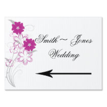 Budding Romance in Fuchsia Wedding Direction Sign