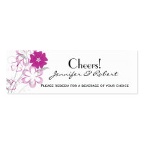 Budding Romance in Fuchsia Wedding Drink Ticket Business Card Templates