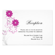 Budding Romance in Fuchsia Wedding Reception Invitations