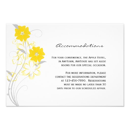 Budding Romance in Yellow Wedding Insert Personalized Announcement