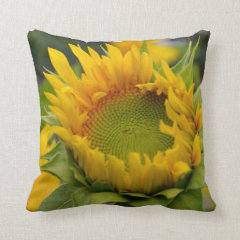 Budding Sunflower Throw Pillow