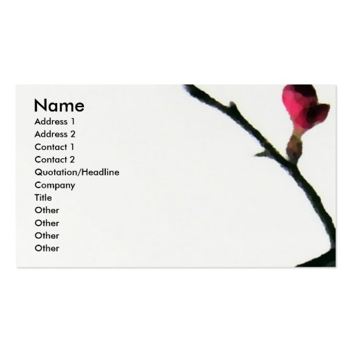 Budding Then Blooming/ Oriental Zen Floral Design Business Cards (front side)