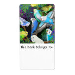 Budgerigars in Ferns Bookplate Personalized Shipping Labels