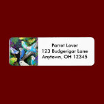 Budgerigars in Ferns Label labels