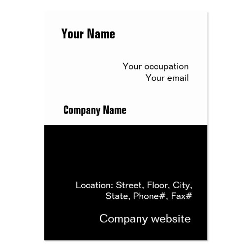 Budget 2 in 1 Black White Big Business Card (front side)