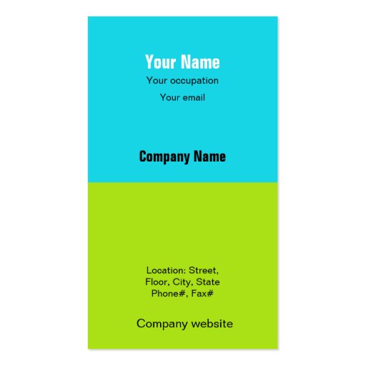 Budget 2 in 1 Green Blue Business Card