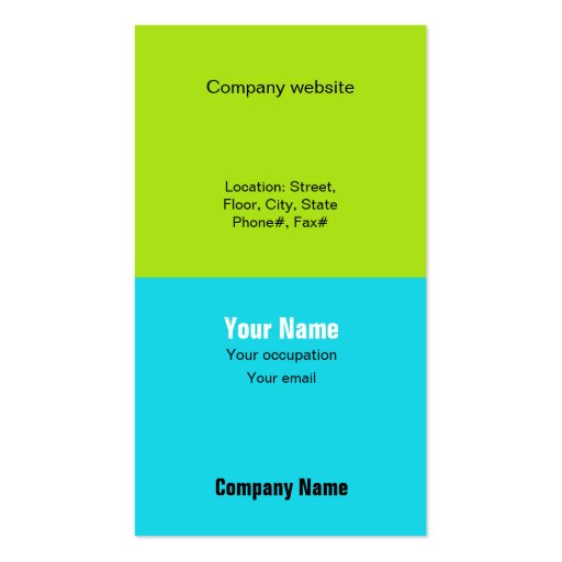 Budget 2 in 1 Green Blue Business Card (back side)