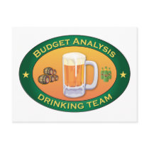 Budget Analysis Drinking Team postcards