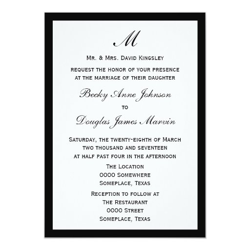 Budget Wedding Invitation Pick Border Color White