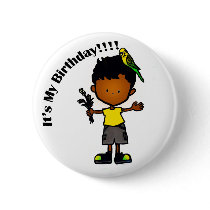 Budgie Boy 4 "It's My Birthday!!" Button(BU11-4g4)