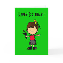 Budgie Boy Birthday Card (brownhair)