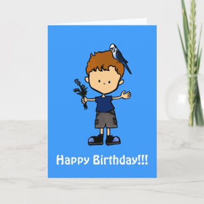 Budgie Boy Birthday Card (C112b3) by pocketsfulloflove