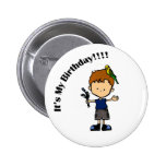Budgie Boy (Brown Hair) Button buttons