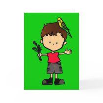 Budgie Boy (brown hair) Greeting Card by pocketsfulloflove Budgie Boy (brown hair) Greeting Card