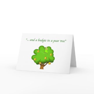 Budgie in a Pear Tree card