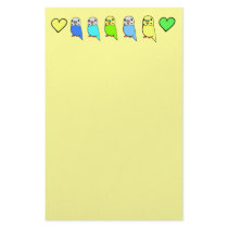 Budgies and Hearts stationery