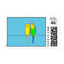 Budgies in Love Stamp