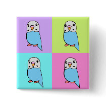 Budgies Pop Art buttons by nature_art Budgies Pop Art buttons