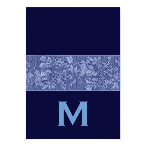 Bue and Midnight Midnight Damask Wedding Template Personalized Invite