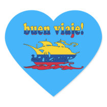 Buen Viaje - Good Trip in Colombian - Vacations Heart Stickers