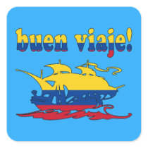 Buen Viaje - Good Trip in Colombian - Vacations Square Stickers