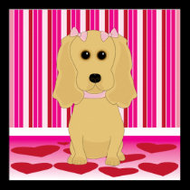Buff Cocker Spaniel Dog Art Valentine Poster posters