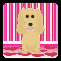 Buff Cocker Spaniel Dog Art Valentine Stickers stickers