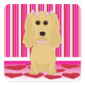 Buff Cocker Spaniel Dog Art Valentine Stickers