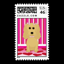 Buff Cocker Spaniel Love Valentine Postage stamps