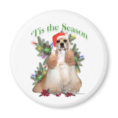 Buff Cocker Spaniel 'Tis the Season  - Magnet by GreyWolfCreation