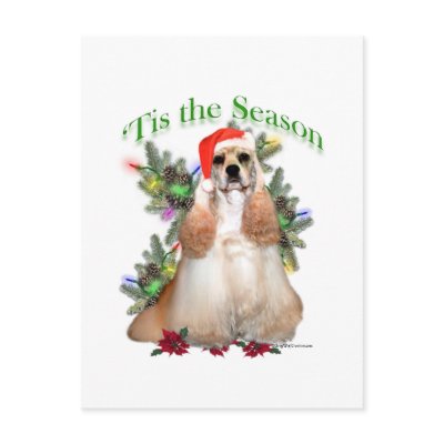 Buff Cocker Spaniel 'Tis the Season  Postcard by GreyWolfCreation