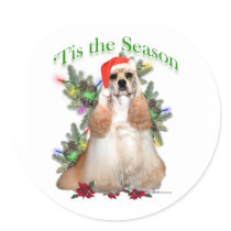 Buff Cocker Spaniel 'Tis the Season - Sticker by GreyWolfCreation Buff Cocker Spaniel 'Tis the Season - Sticker