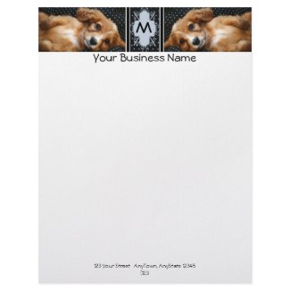 Buff Colored Cocker Spaniel Puppy on Polka Dots letterhead