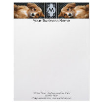Buff Colored Cocker Spaniel Puppy on Polka Dots Custom Letterhead