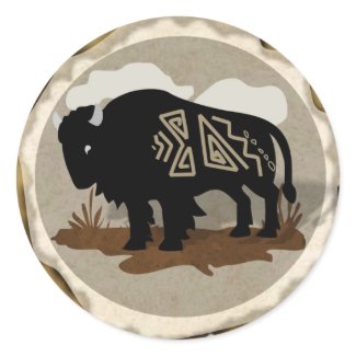 Buffalo 3D Round Stickers