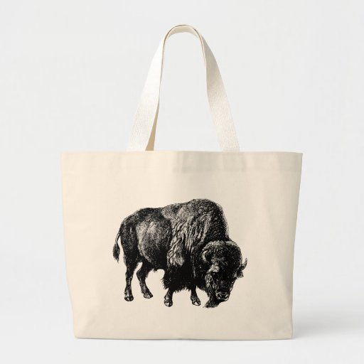Buffalo American Bison Vintage Wood Engraving Bags
