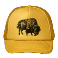 Buffalo American Bison Vintage Wood Engraving Trucker Hat
