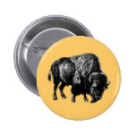 Buffalo American Bison Vintage Wood Engraving Pin