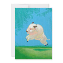 Buffalo art fun happy leaping white bison painting personalized invite