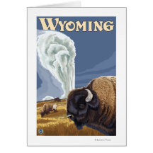 Buffalo by Old Faithful Vintage Travel Poster Card