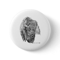 Buffalo Head Pinback Button