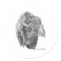 Buffalo Head Round Sticker
