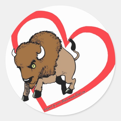 Buffalo Heart Round Sticker Zazzle 7560