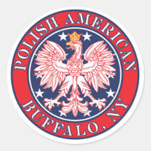 Buffalo New York Polish Round Stickers