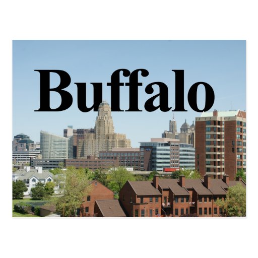 Buffalo New York Skyline with Buffalo in the Sky Postcard