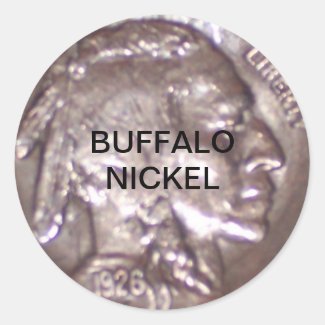 Buffalo Nickel Round Sticker