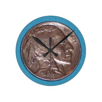 Buffalo Nickel Round Wall Clocks