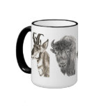Buffalo Pronghorn Antelope Charcoal Art Mug mugs