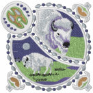 basic_polo_longsleeve - Wildlife design features a shield with a white buffalo standing on the grass plains under a full moon. Skull accents at three corners. Sure to delight all nature lovers.