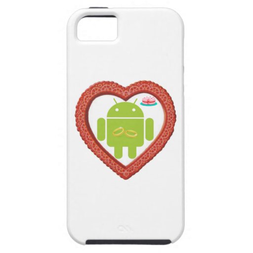 Bug Droid Heart (Love) Two Gold Rings Pink Cake iPhone 5 Cover